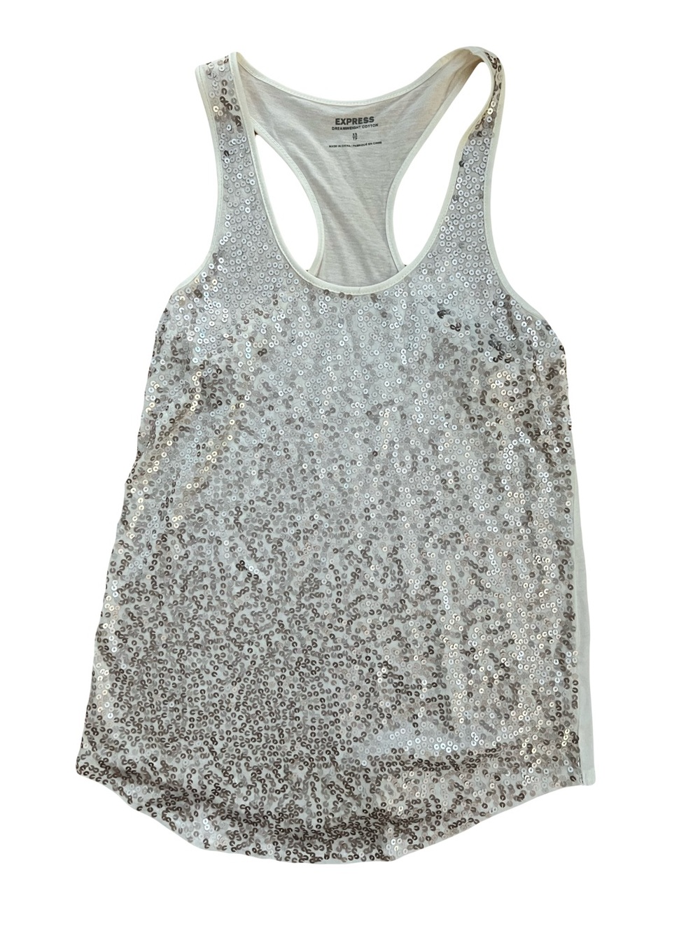 Express Women's Cream Sequin Front Tank